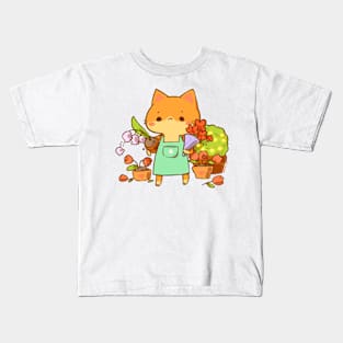 Wilted Flowers Cat Kids T-Shirt